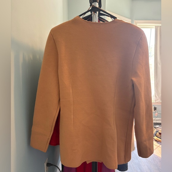 Chic Tan Double-Breasted Women's Sweater Blazer - Picture 5 of 5
